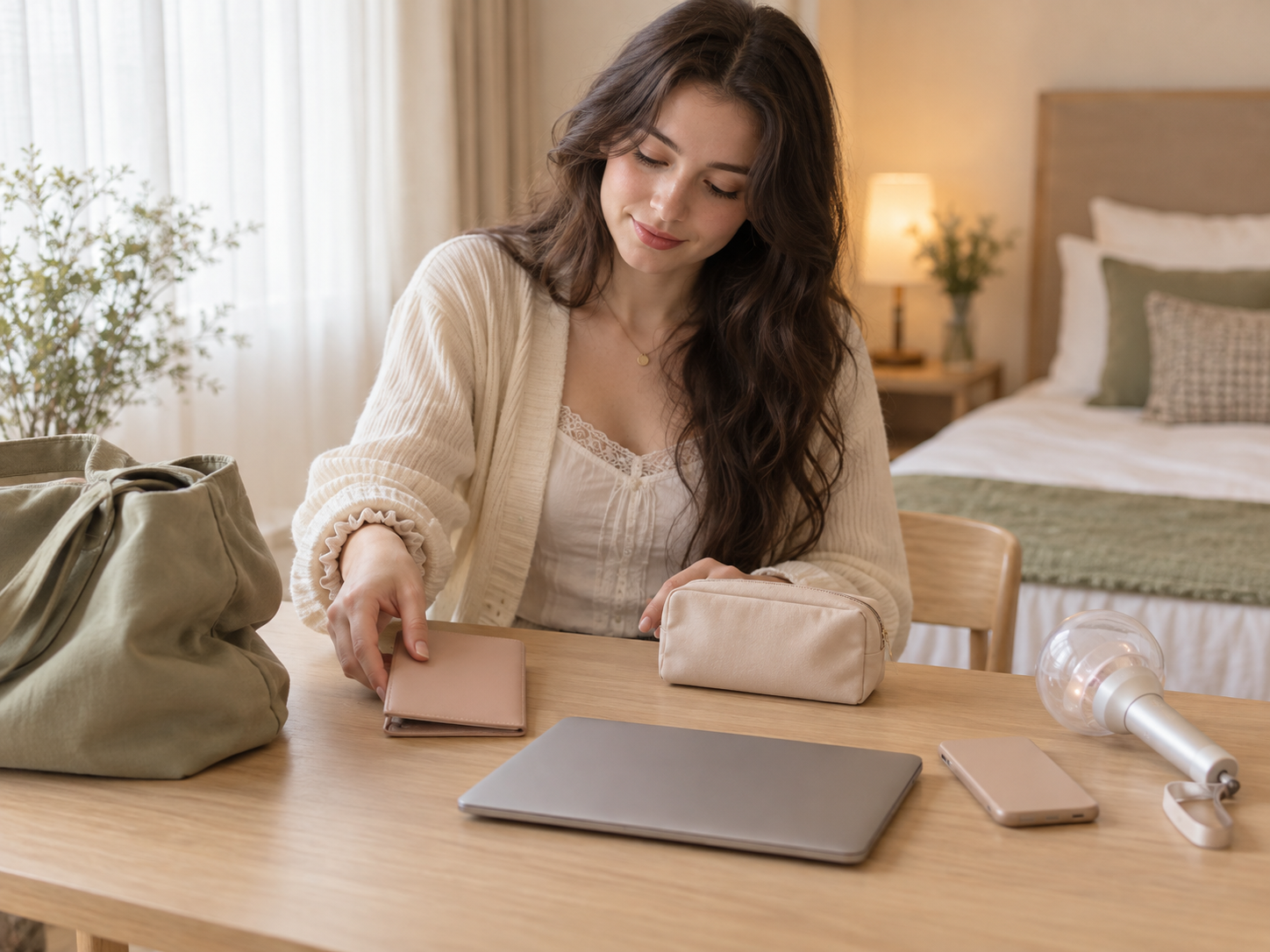 International fan preparing passport and essentials for a K-pop concert in Korea