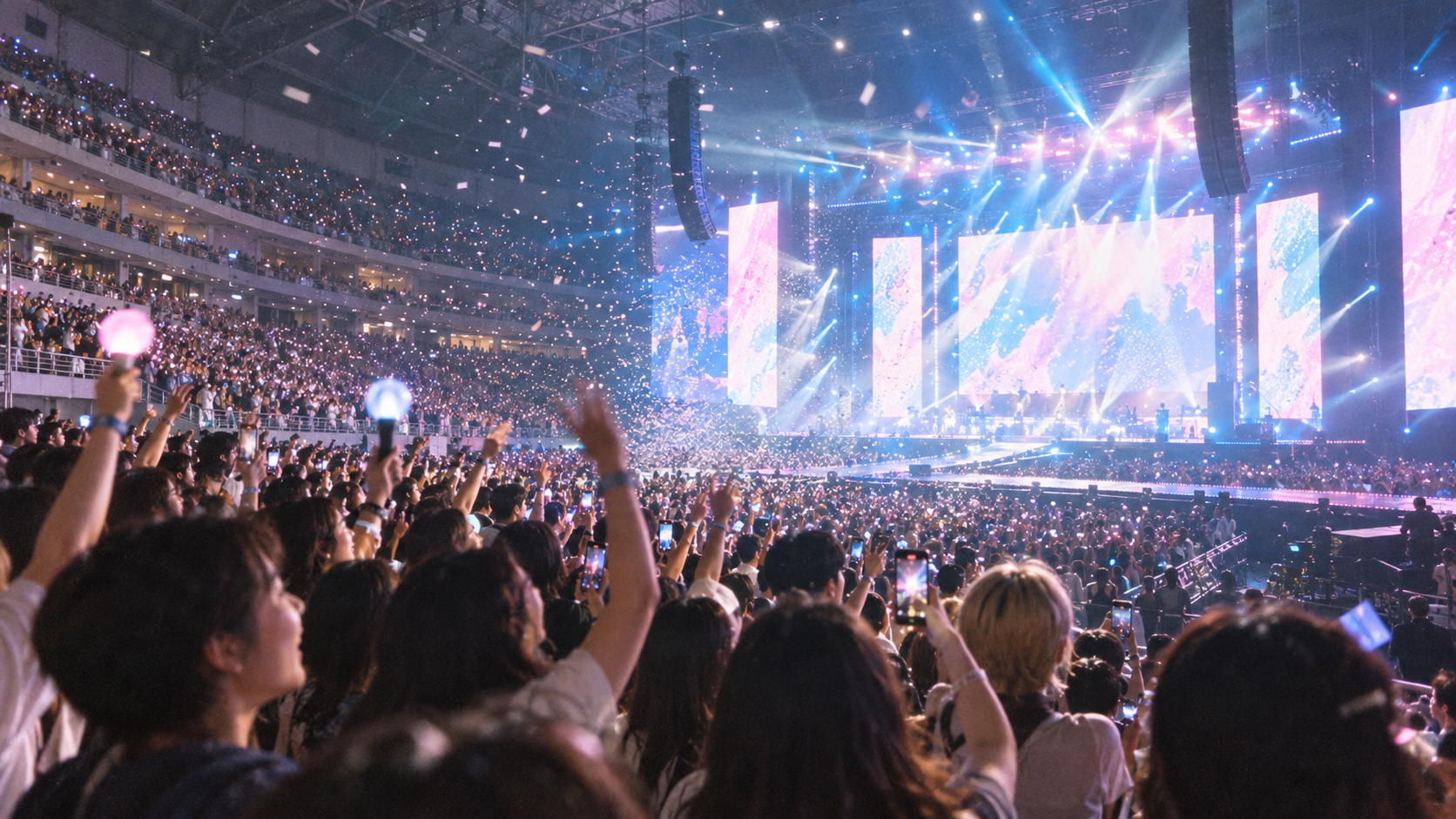 International fans enjoying a K-pop concert in Korea